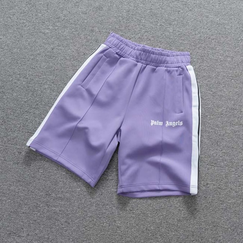 Palm Angels Side White Stripe Track Shorts In Purple